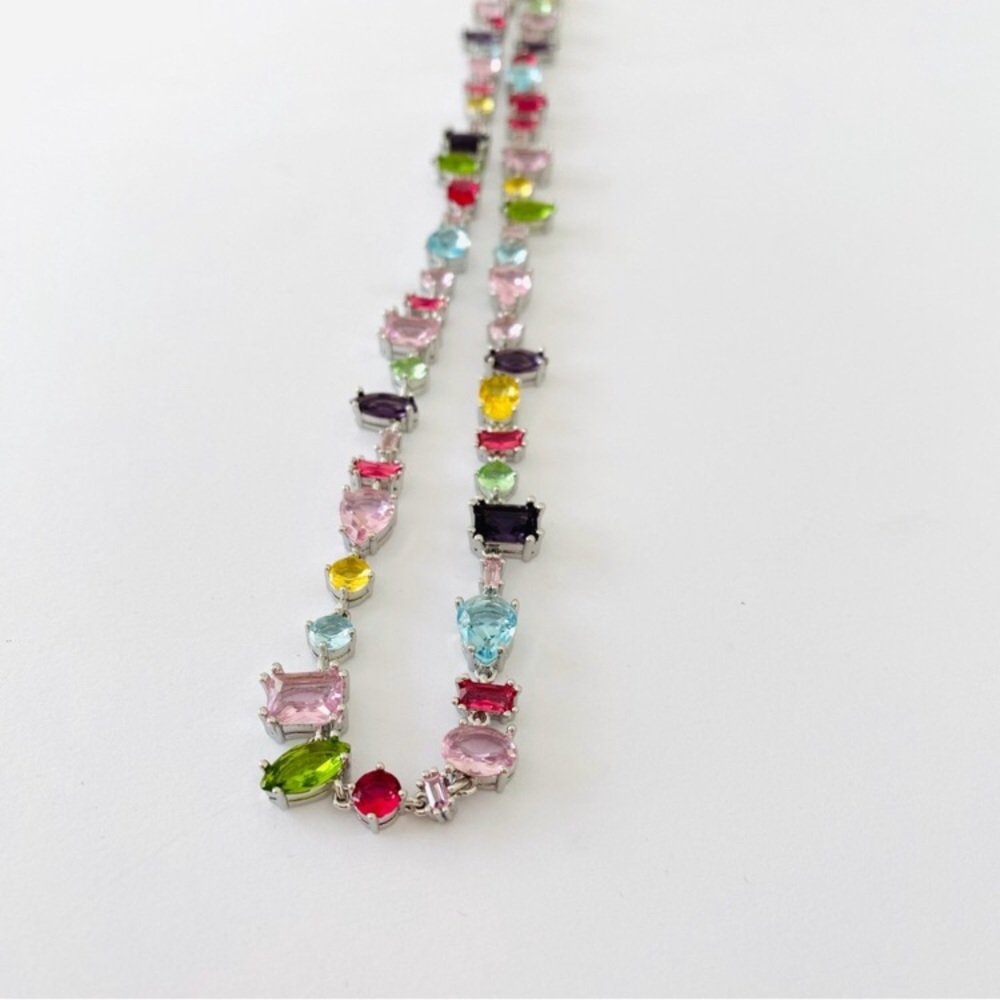 New in Box $520 Swarovski Gema Rainbow Crystals Rhodium Plated Necklace - Picture 5 of 12